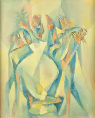 Gustave Trois, Flowers, Oil on board