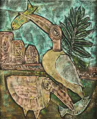 Gustave Trois, Fish and Fowl, Oil on canvas