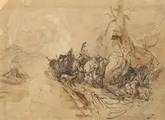 Max Slevogt, PROCESSION, pen and ink with watercolor, PROCESSION, pen and ink with watercolor