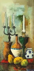 Luc Verger, Still Life with Candelabra and Jars, Oil on canvas