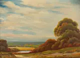 A. Spenser, Pastoral Valley with Pond, Oil on board