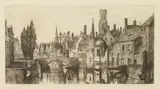 Continental School, Bridge in Town, Etching