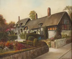 Willis Pryce, Thatched Cottage with Garden, Oil on board