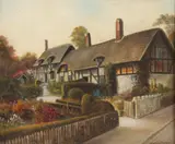 Willis Pryce, Thatched Cottage with Garden, Oil on board