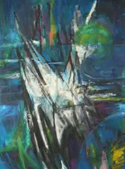 Sophie Herrmann, Abstract in Blue and Green, Oil on canvas