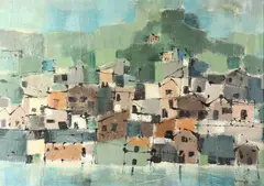Luccarelli, Town Scene, Oil on canvas