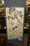 Wang Duo, Phoenix and Birds, Ink and color on paper scroll