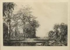 Maxime Lalanne, THE PARK, identified and titled in pencil lower margin, Slight toning and soft crease top center of print