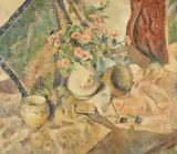 Gustav Trois, Tabletop Still Life with Vase of Flowers, Oil on canvas