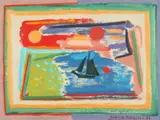 Sailboat by De Hirsh Margules, Oil on paper, sold Feb 2014