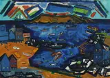 De Hirsh Margules, Harbor Scene, Watercolor and gouache