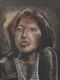 Manuel Rendón Seminario, Portrait of an Indian Boy, Pastel on paper