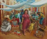 Francis McCarthy, WOMEN OF TEHUANTEPEC and MEXICAN MARKET: TWO WORKS, first; signed, Oil on canvas