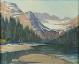 The Garden and Grinnell Glacier by American School, Oil on canvas, sold Feb 2014