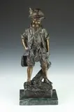 Haubner, Boy with Game Birds and Hare, Bronze - Height: 21 in