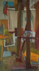 Arthur Frank, ABSTRACT STUDIO INTERIOR, identified, located and dated 1947 verso, Oil on canvas