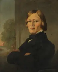 PORTRAIT OF A GENTLEMAN, identified verso by Rush Hall, Oil on board, sold Feb 2014