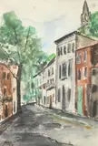 Michie, Street Scene, Watercolor