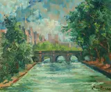 Emile Baes, On the Seine, Oil on canvas