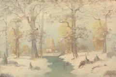 Ernest Fredericks, Creek in Snow, Oil on canvas
