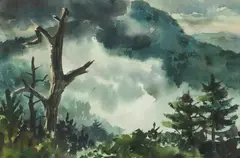 Rudolf Wendelin, Storm on Grandfather Mountain, Watercolor