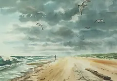 Rudolf Wendelin, Hatteras Coastline, Watercolor
