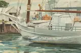 Rudolf Wendelin, Tethered Skipjack..."Work Horse" of the Chesapeake, Watercolor
