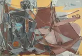 A. Zagloul, Abstract in Brown, Oil on canvas