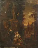 Copy Of Jan Weenix, An Italian Courtyard, Oil on canvas