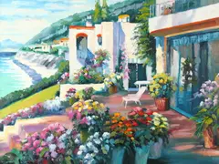 Howard Behrens, Waterfront Veranda, WATERFRONT VERANDA, oil on canvas