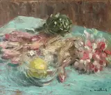 Louis Jacque-Monteil, Still Life with Lemon in Glass Bowl, Oil on canvas