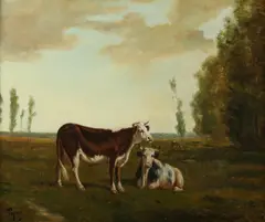A. Kip Pigny, Cows in a Spring Landscape, Oil on canvas