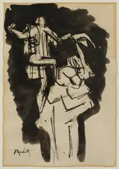 Sketch for Biblical Scene by Jacques Lipchitz, 1951, Ink on paper, sold Feb 2014