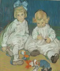 Alice Schille, Siblings at Play, Pastel