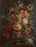 Still Life with Flowers in an Urn by Dutch School, STILL LIFE WITH FLOWERS IN AN URN, oil on canvas, offered Feb 2014