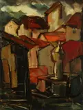 Pierre Jérôme, Village in Provence, Oil on canvas