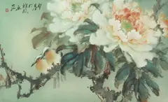 Hu Yuji, Birds Perched on Flowering Branch, Ink and color on paper