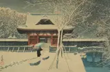 Japanese School, Snow at Shiba Park, Woodblock print