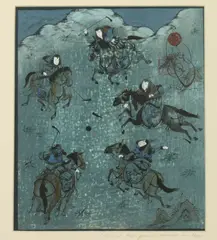 Tsolmon Damba, Ancient Polo Games, Ink and color on linen
