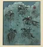 Tsolmon Damba, Ancient Polo Games, Ink and color on linen