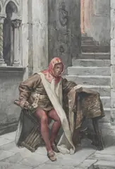 Scribe Reading List by Edouard Vitali, Watercolor, offered Apr 2014
