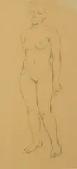Colleen Browning, STANDING FEMALE NUDE and RECLINING FEMALE NUDE: TWO WORKS, each signed lower right, First; pencil on paper and second, ink on paper