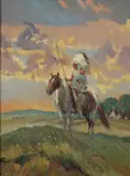 Sheryl Bodily, Indian Chief on Horse, Oil on canvas.