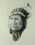 Jack Moschetto, Portrait of American Indian Cheif, Charcoal