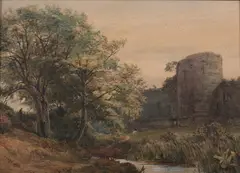 James Fahey, Okehampton Castle, Watercolor and gouache