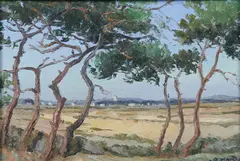 Greg Hardy, Landscape with Mountains, Oil on board
