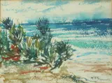 Martha P. Sigworth, THE DUNES and SEASHORE: TWO WORKS, each signed lower right, Oil on board and watercolor