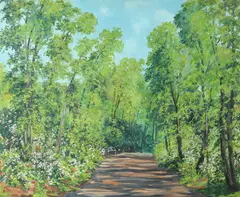 Harry Martin Book, Tree Lined Path in Spring, Oil on canvas