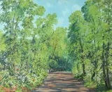 Harry Martin Book, Tree Lined Path in Spring, Oil on canvas