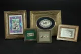 Anonymous, Equestrian Figures, Five ink and color on faux ivory in khatam frames - Largest; 4 in. x 2 1/2 in